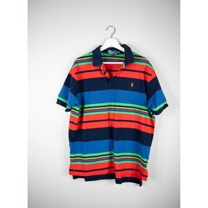 Polo Ralph Lauren Polo Shirt Mens XL Multi Color Excellent Striped Pique Pony